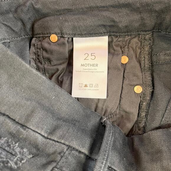 Mother Jeans Skinny Looker Ankle Fray Wash: Guilty (Black) Distressed Sz 25 - Picture 9 of 10